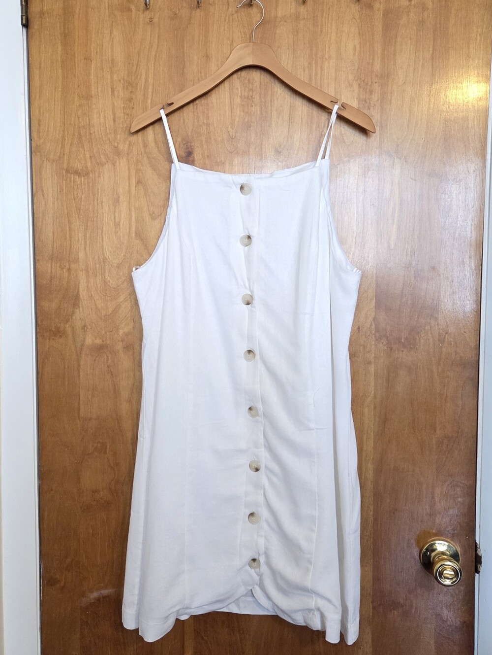 Francesca's White Button Front Mini Dress